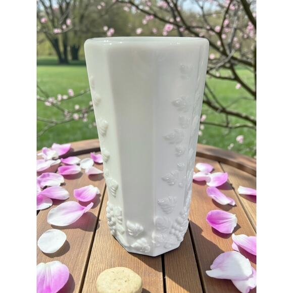 Westmorland Paneled Grape Milk Glass Tumblers-Set of 6-Vintage White Cups-Retro - Picture 5 of 7